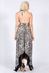 Fringed Trapeze Halter Dress