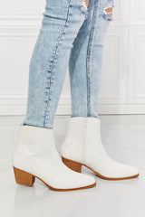 Town Faux Leather Western Ankle Boots in White