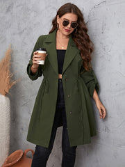 Lapel Collar Roll-Tab Sleeve Trench Coat