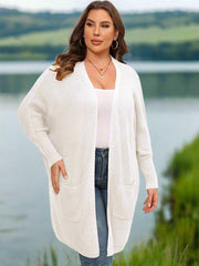 Plus Size Open Front Cardigan With Pockets