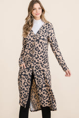 Leopard V-Neck Long Sleeve Cardigan Regular and Plus Sizes