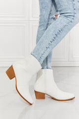 Town Faux Leather Western Ankle Boots in White