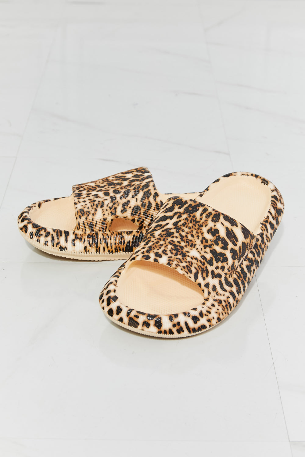 Open Toe Slide in Leopard